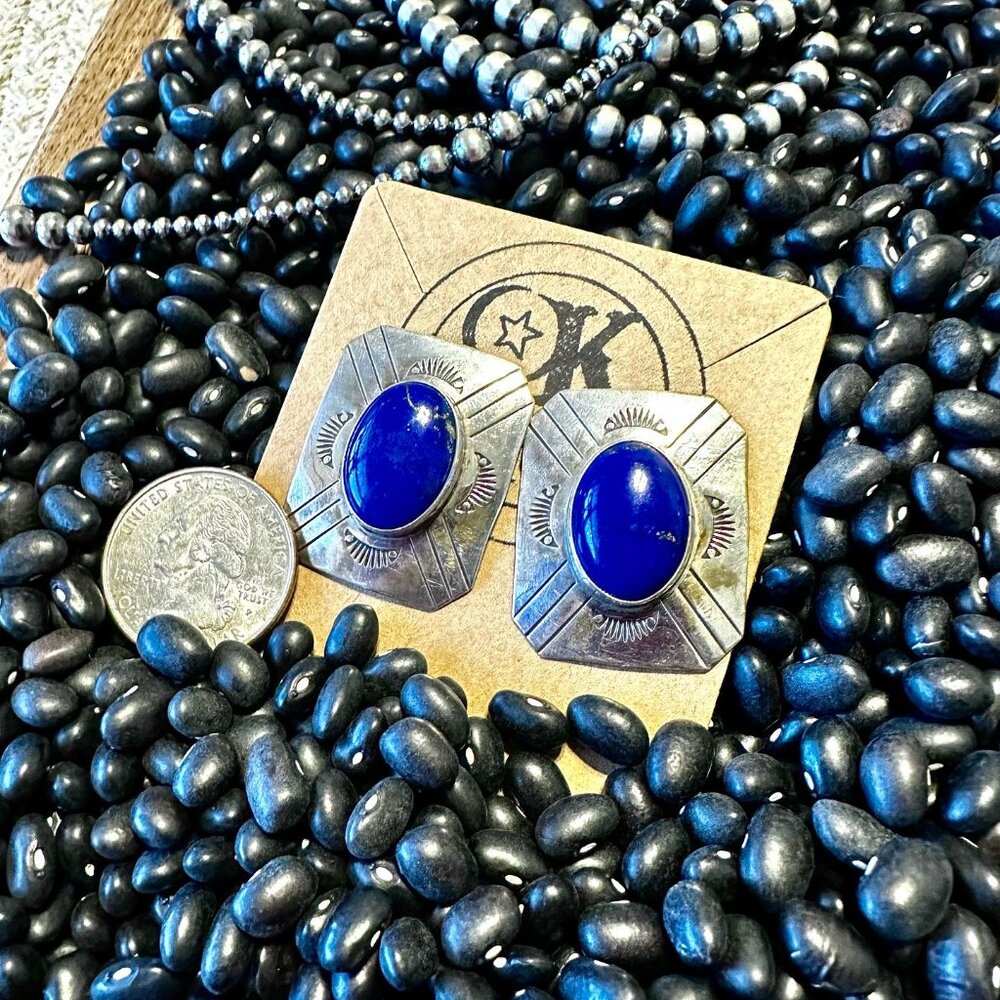 Blue Lapis and Sterling Silver Estate Earrings